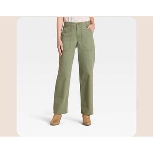 Universal Thread Cargo Pants Womens 14 Green Mid Rise Straight Leg Utility